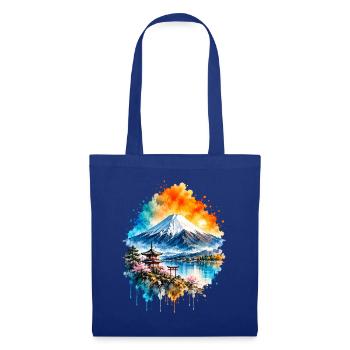 Mount Fuji Pagode See Aquarell - Stoffbeutel - Royalblau - Vorne