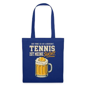 Tennis ist meine Sucht Bier Spruch Lustig - Stoffbeutel - Royalblau - Vorne