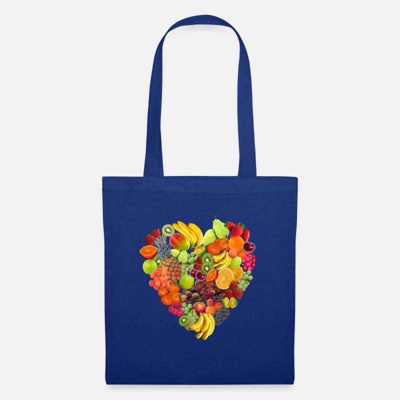 Obst-Herz - Stoffbeutel - Royalblau