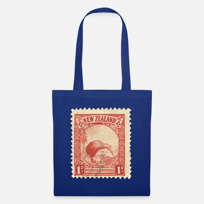 Kiwi Briefmarke - Stoffbeutel - Royalblau
