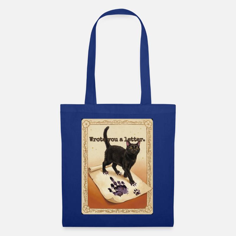 Ich habe dir einen Brief geschrieben, Katze - Stoffbeutel - Royalblau