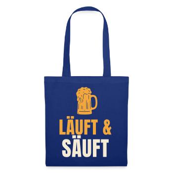 Läuft und Säuft lustiger Bier Spruch Geschenk - Stoffbeutel - Royalblau - Vorne