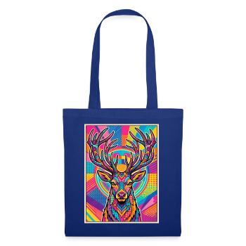 Hirsch Neon Pop Art Kaleidoskop - Stoffbeutel - Royalblau - Vorne