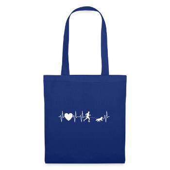 Ski de fond - canicross - chien - battement de coeur - Sac en tissu - bleu royal - Devant