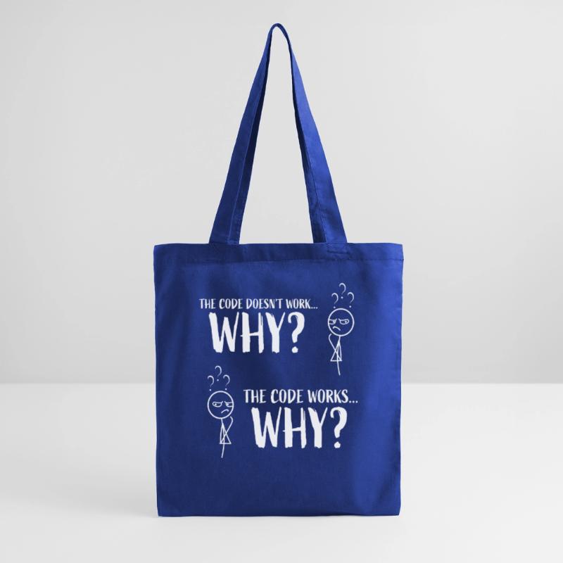 Funny Coding Programmer Gift "The code works..Why" Tote Bag