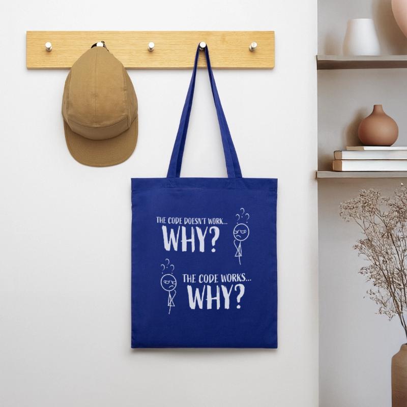 Funny Coding Programmer Gift "The code works..Why" Tote Bag