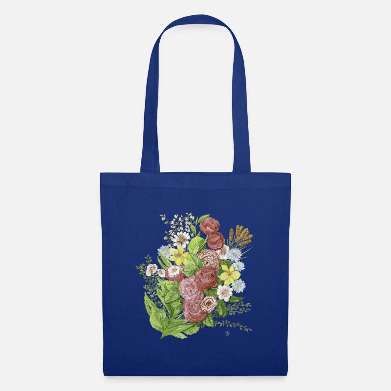 Blumen - Stoffbeutel - Royalblau