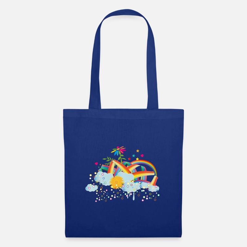 märchenhafter Regenbogen Himmel mit Wolken & Blume - Stoffbeutel - Royalblau