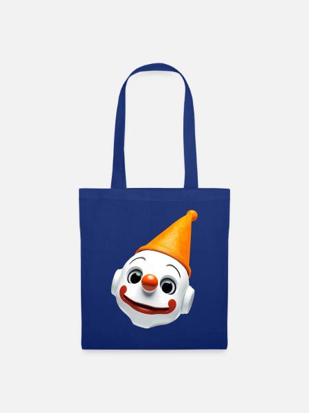 Clownengesicht mit Orangenhut - Stoffbeutel - Royalblau