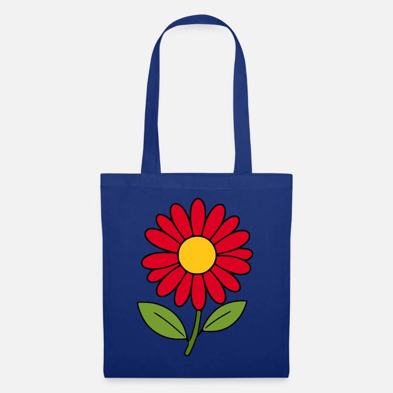 Blume rot rote Blume Blumen  - Stoffbeutel - Royalblau
