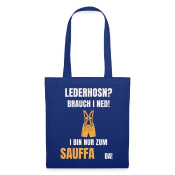 Lederhosn Brauch i ned - Sauffa Spruch Tracht - Stoffbeutel - Royalblau - Vorne