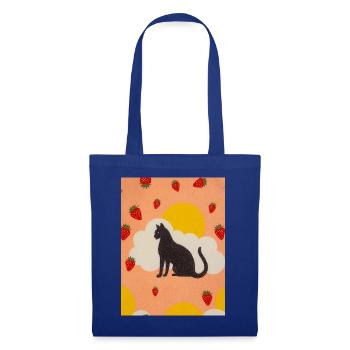 Silhouette of a cloud cat in the strawberry sun - Tote Bag - royal blue - Front