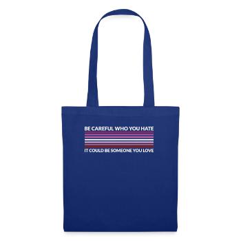 Attention qui déteste - Rouge à lèvres LGBTQ - Sac en tissu - bleu royal - Devant