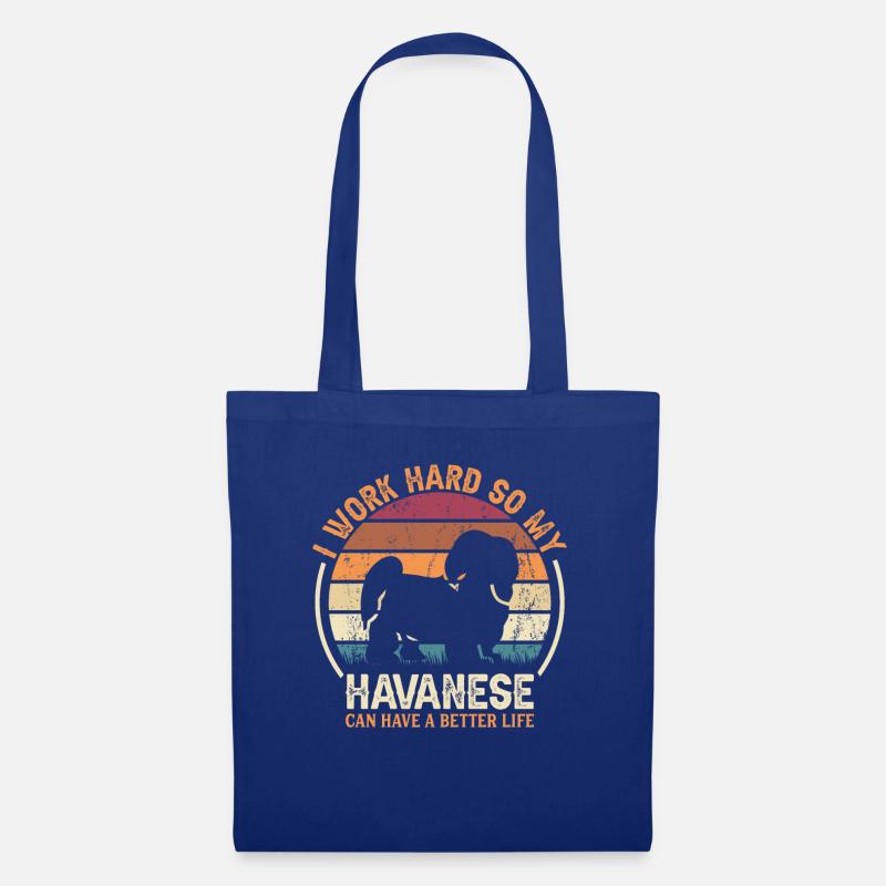 Hart Arbeiten - Retro Havanese - Stoffbeutel - Royalblau