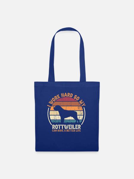 Hart Arbeiten - Retro Rottweiler - Stoffbeutel - Royalblau