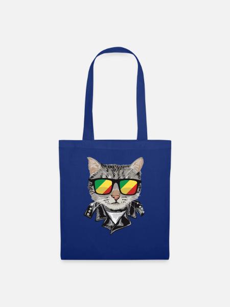 Cat-Sonnenbrille Mit Kongo-Flagge - Stoffbeutel - Royalblau