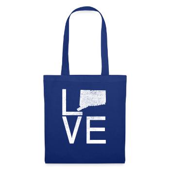 USA State - Love Map Connecticut - Stoffbeutel - Royalblau - Vorne