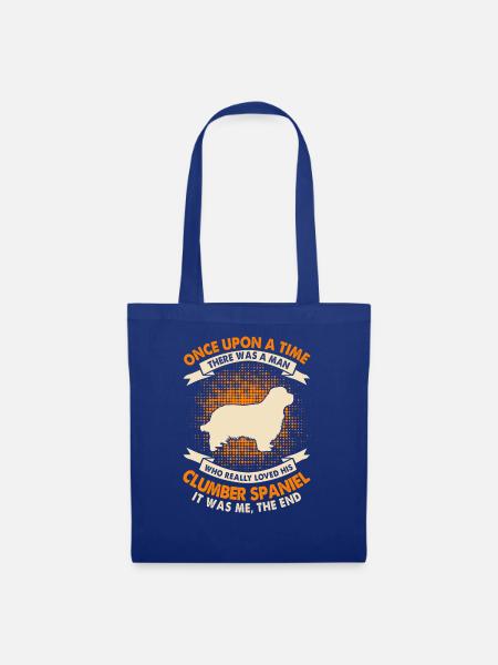 Einmal Zeit - Clumber Spaniel - Stoffbeutel - Royalblau