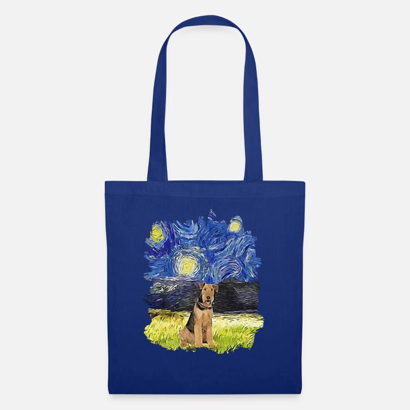Sternennacht - Airedale Terrier - Stoffbeutel - Royalblau