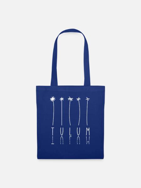 Palme - Yucatan -Halbinsel Tulum - Stoffbeutel - Royalblau