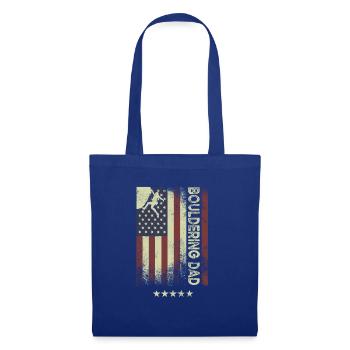 USA Amerikanische Flagge - Bouldern Papa - Stoffbeutel - Royalblau - Vorne