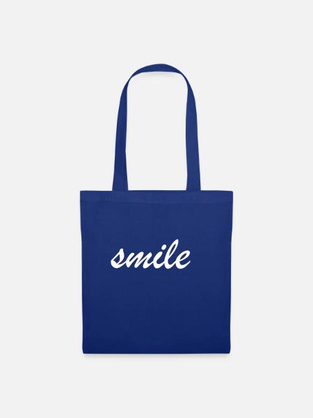 Schlichter Schriftzug "smile" - Stoffbeutel - Royalblau