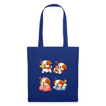 Chiots Cartoon Adorables et Tendres - Sac en tissu - bleu royal - Devant