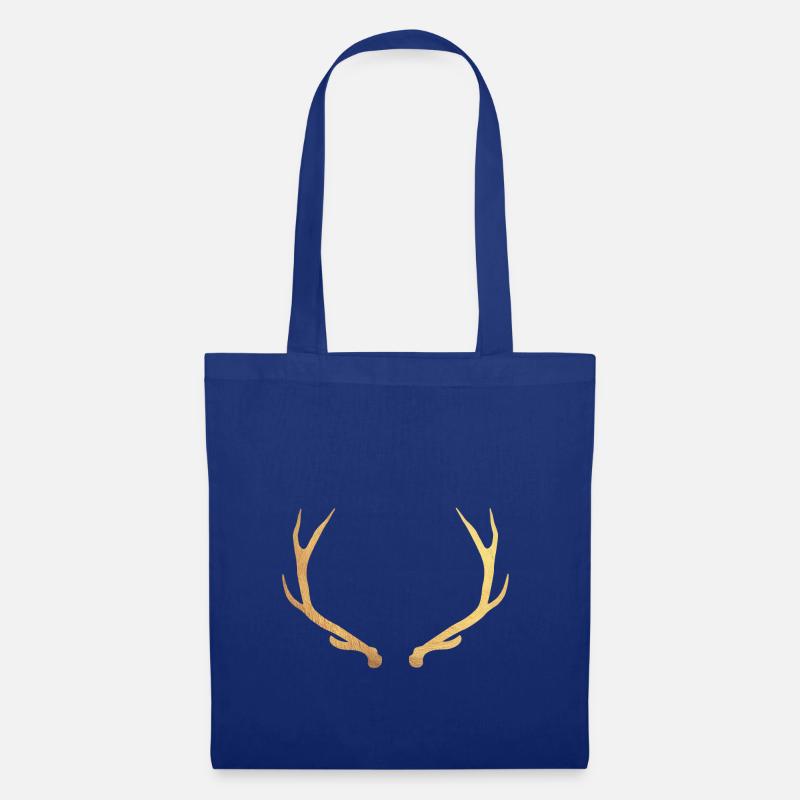 Gold Hirsch - Hirschgeweih - Stoffbeutel - Royalblau