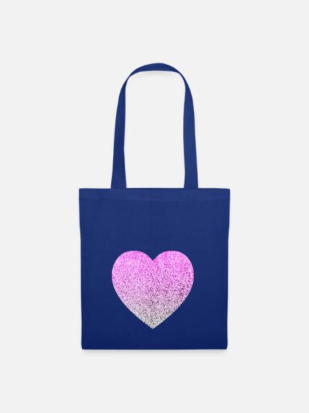 Glitter Herz - Stoffbeutel - Royalblau