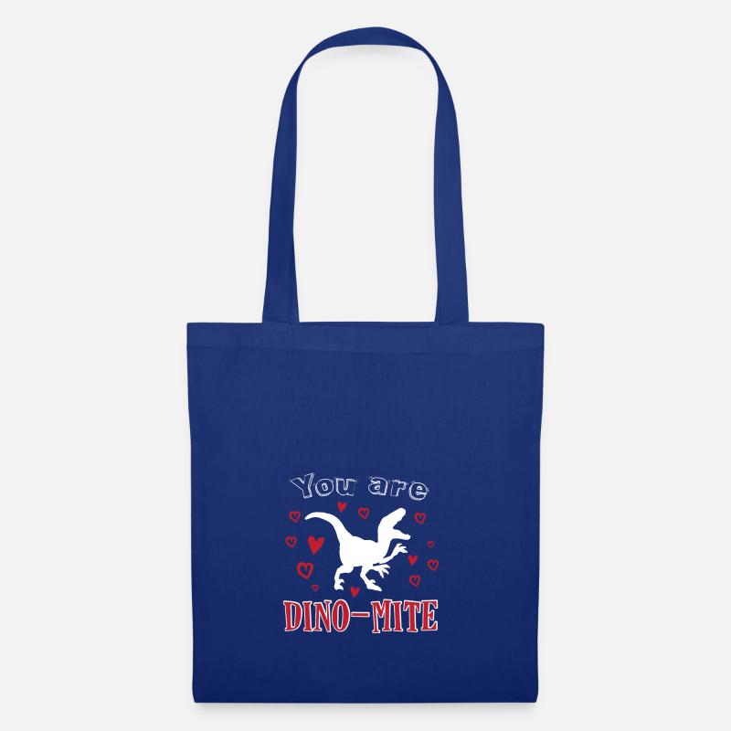 Dinosaurier Liebe Valentinstag Geschenk Idee - Stoffbeutel - Royalblau