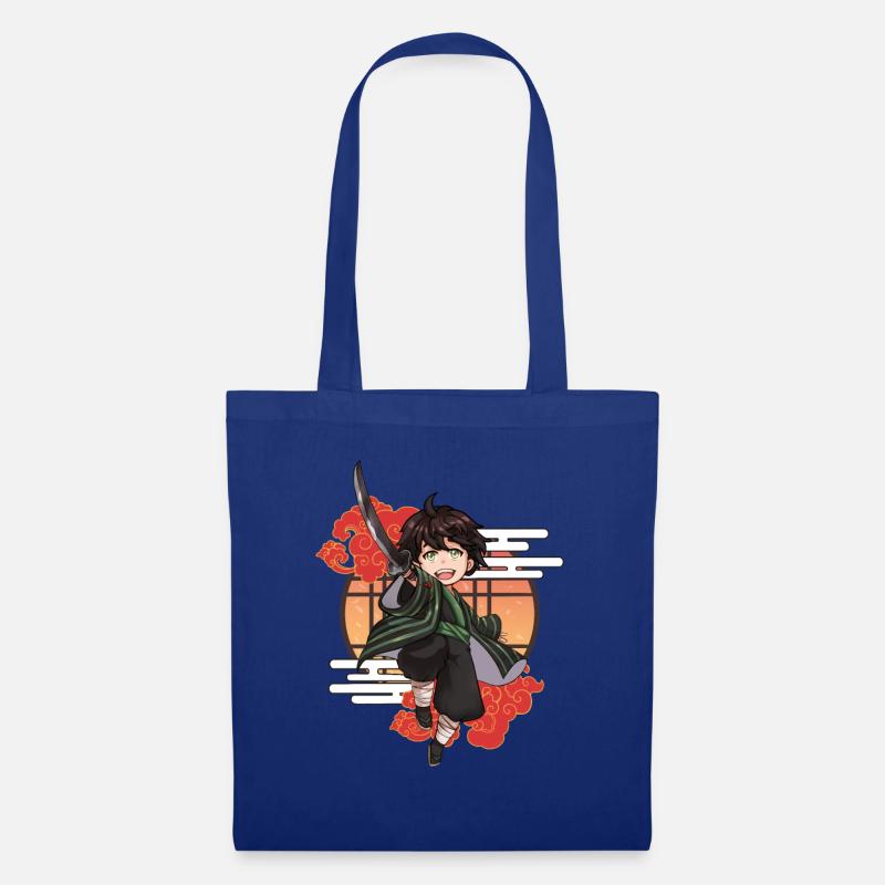 Garçon samouraï chibi avec katana - Sac en tissu - bleu royal