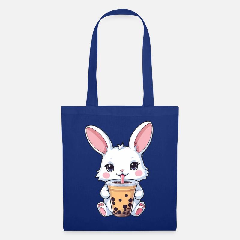 Cute Bunny Drinking Bubble Tea - Tote Bag - royal blue
