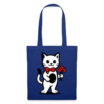 Amoureux des chats kawaii avec ruban rouge - Sac en tissu - bleu royal - Devant