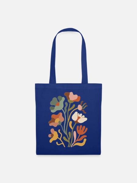 Boho Wildblumen – Blühende Harmonie - Stoffbeutel - Royalblau