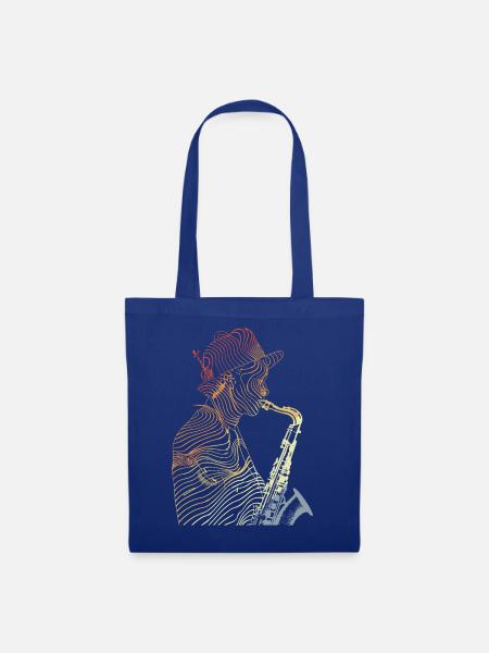 Retro Saxophonspieler Skizze - Stoffbeutel - Royalblau