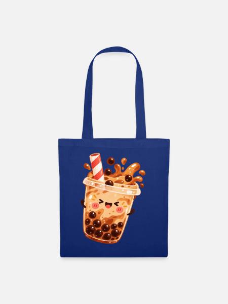 Kawaii Bubble Tea Becher - Stoffbeutel - Royalblau