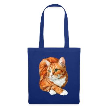 Orangefarbene Katze ruht sich aus - Stoffbeutel - Royalblau - Vorne