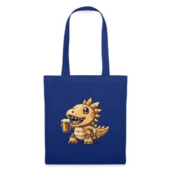 Dinosaure stégosaure pixel bière - Sac en tissu - bleu royal - Devant