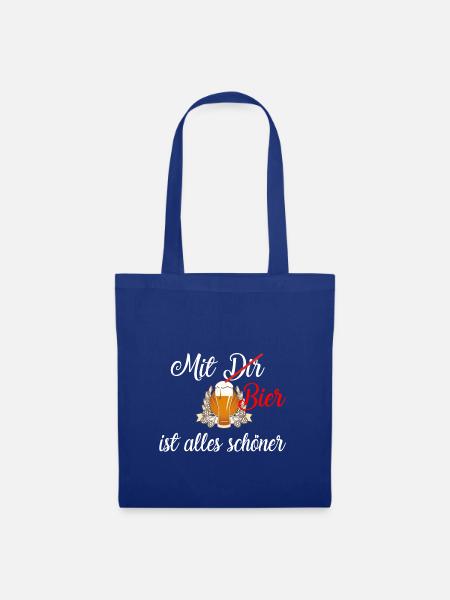 Mit Bier / Bier / Trinken / Party - Stoffbeutel - Royalblau