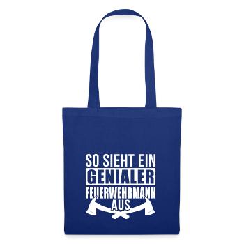 Genialer Feuerwehrmann-Feuerwehr Motiv Lustig - Stoffbeutel - Royalblau - Vorne