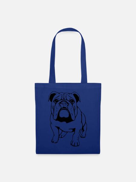Bulldogge schwarz  - Stoffbeutel - Royalblau
