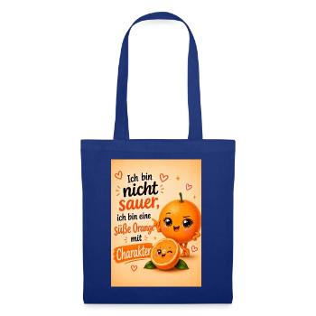 Orange mit Charakter - Stoffbeutel - Royalblau - Vorne