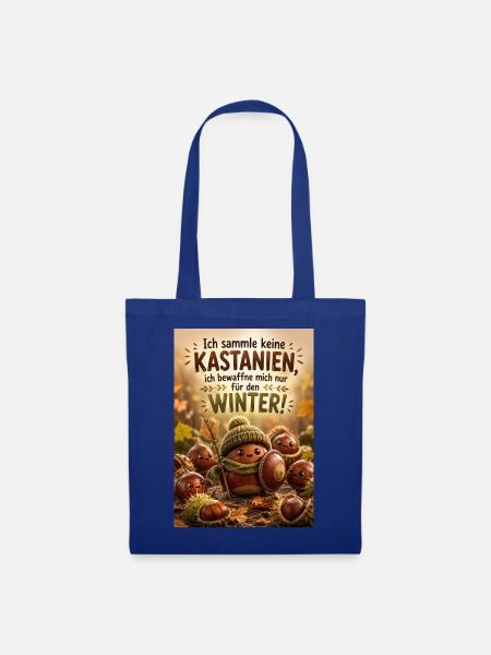 Kastanienhelden für den Winter - Stoffbeutel - Royalblau