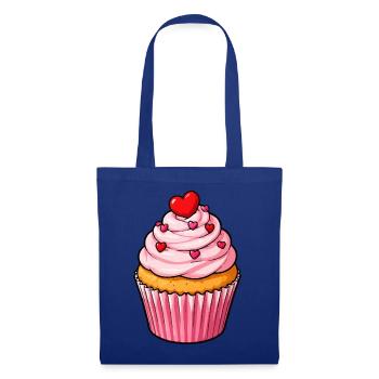 Herz Cupcake Lieblich - Stoffbeutel - Royalblau - Vorne