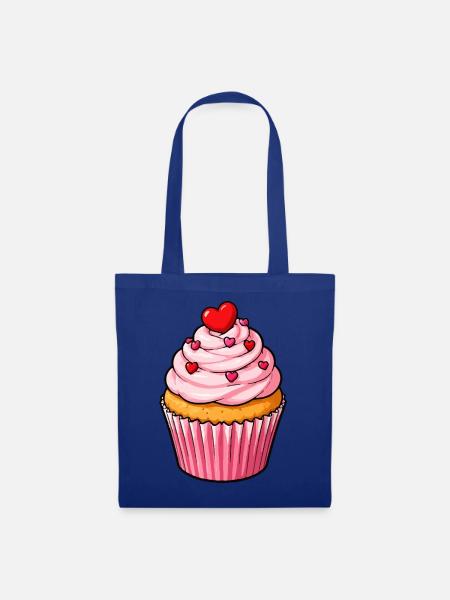 Herz Cupcake Lieblich - Stoffbeutel - Royalblau