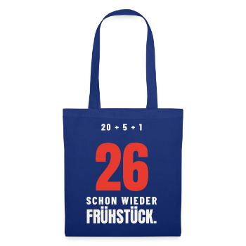 Dart 26 – Schon wieder Frühstück - Stoffbeutel - Royalblau - Vorne