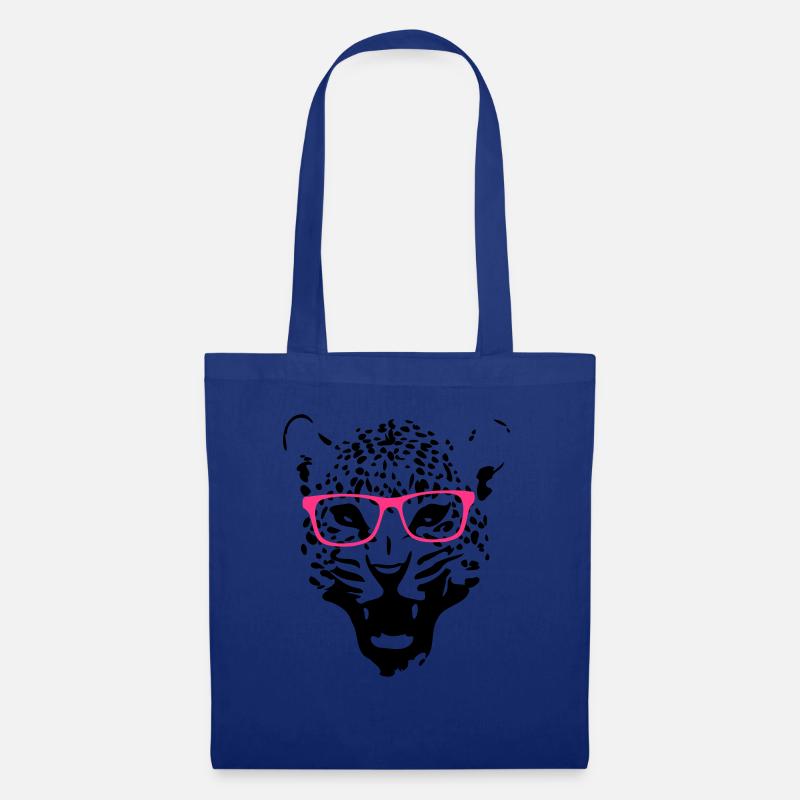 Leopard Nerd Brille 2c - Stoffbeutel - Royalblau