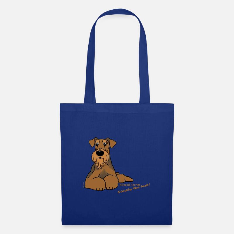 Airedale Terrier liegend - Stoffbeutel - Royalblau