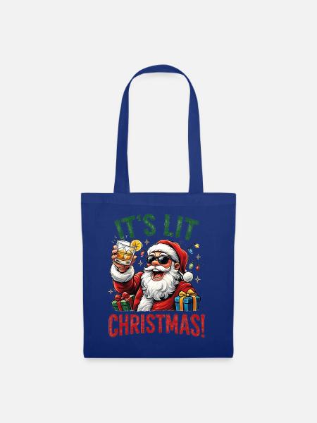 funny Santa, little Christmas - Stoffbeutel - Royalblau