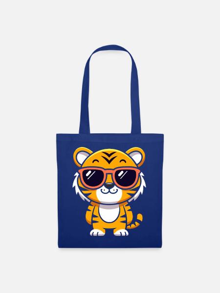 Tiger-Cartoon-Sonnenbrillen - Stoffbeutel - Royalblau